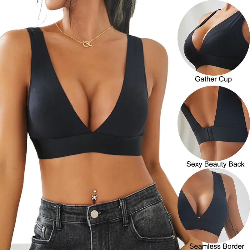 Deep V Sexy Push Up Bra, Seamless, Bralette, Backless 
Brassieres Padded Tank Tops