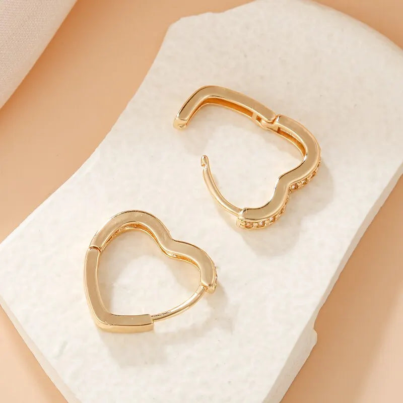 Small Heart Hoop Earrings
Luxury Micro Paved CZ Crystal Earrings