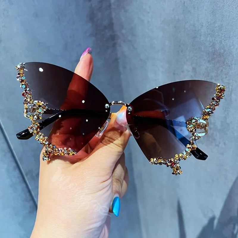 Luxury Diamond Butterfly Sunglasses for Ladies