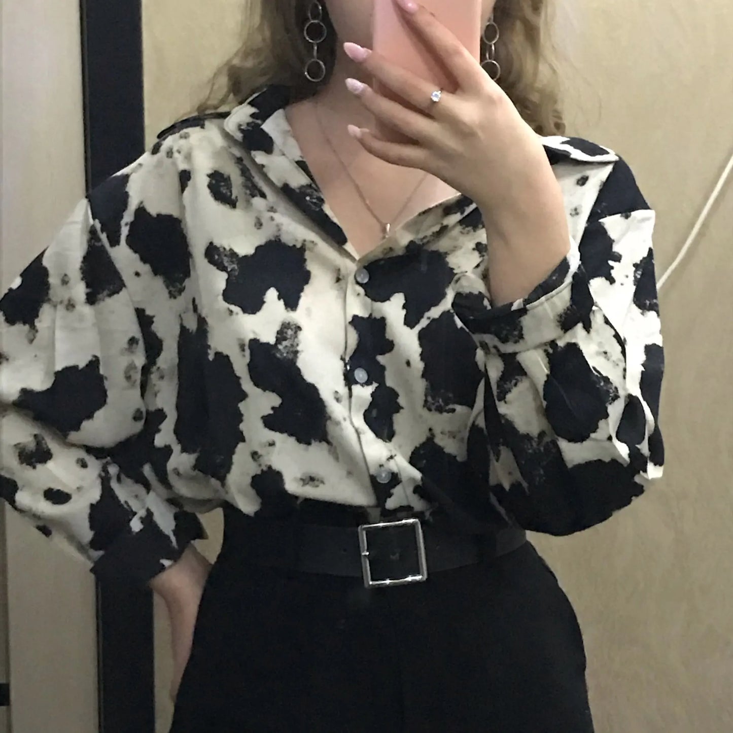 Cow Print Button Up Shirts