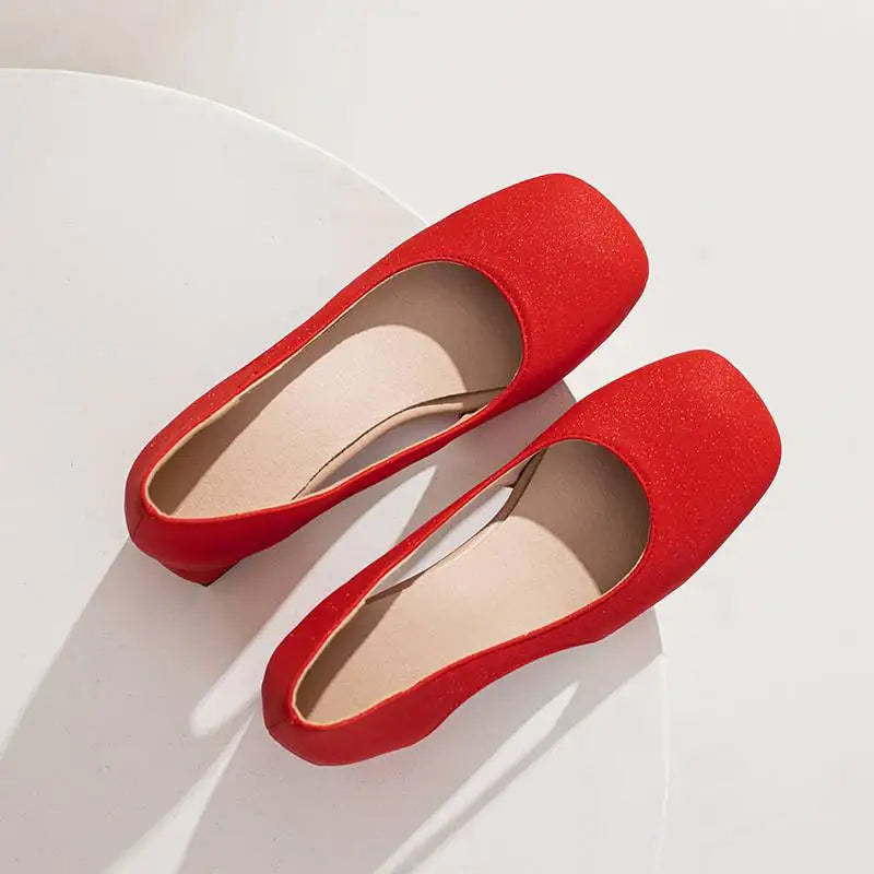 Pumps Square Toe Block Heel 5.5cm 
Slip On Solid Concise Female Shoes