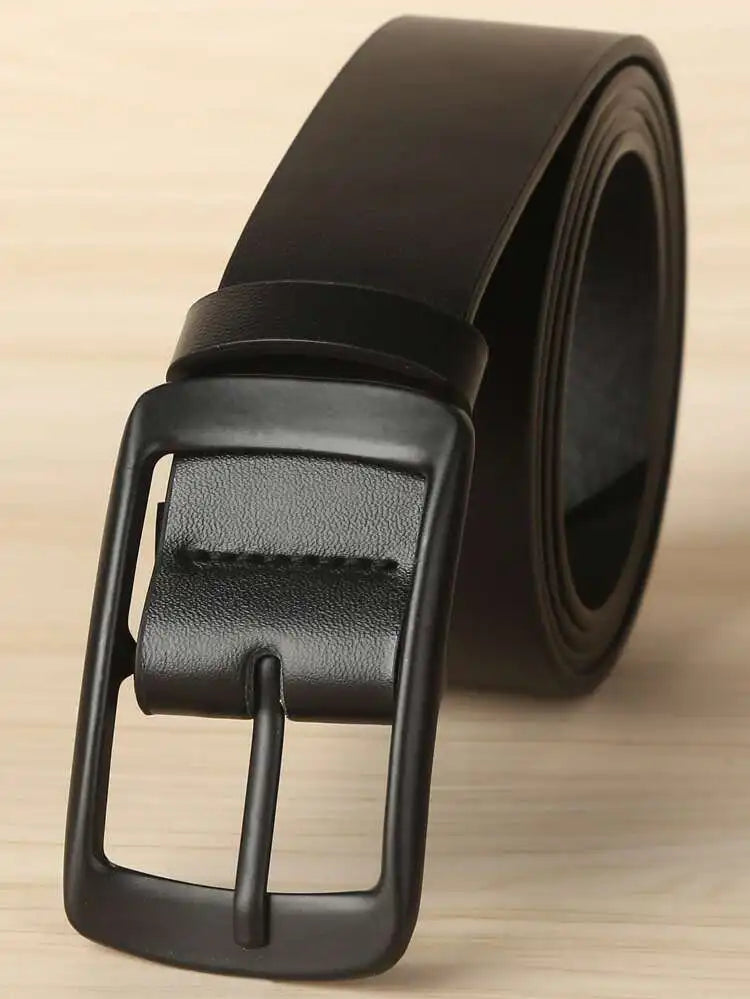 Classic Pu Leather Belt with Prong Buckle Dress Belt for Men