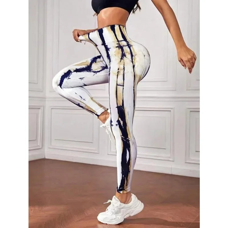 Seamless Tie Dyed Lightning Leggings