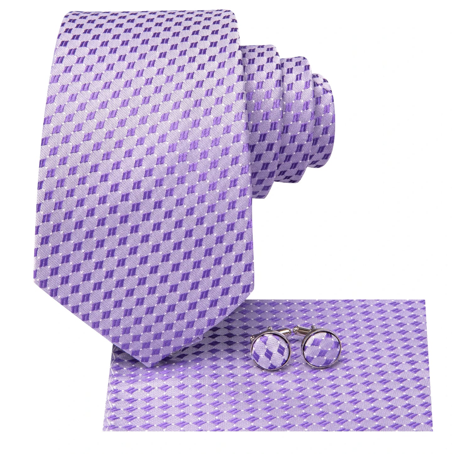 Dot Violet Silk Luxury, Accessory for Men's Fashion 
Necktie Handkerchief Cufflink for Classic Tuxedo