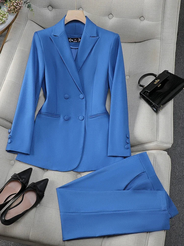 Fashion Office Ladies Formal Pant Suit Set 
Women Business Work Wear, 2 Piece Blazer Jacket & Trouser