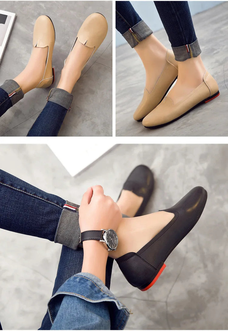 Women shoes for spring withs genuine leather 
casual sweet women flat shoes