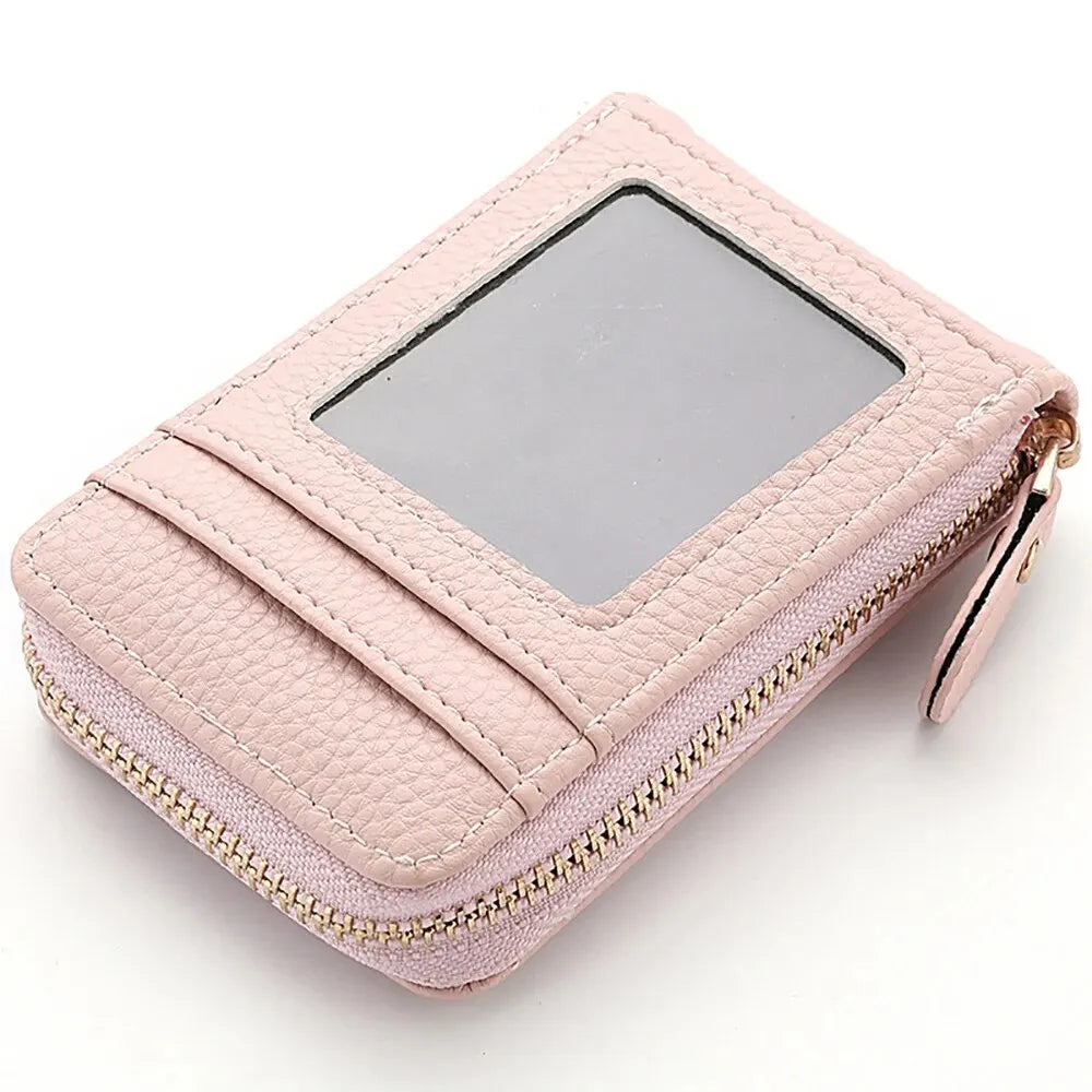 Pu Leather Zipper Short Mini Wallet
 Id Bank Card Holder, Women Purse