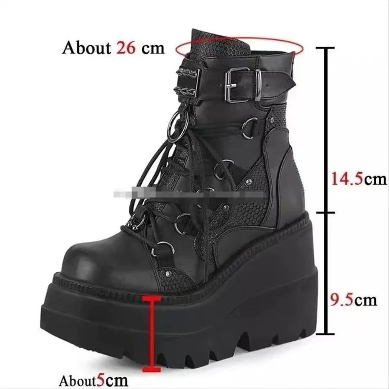 New Women Punk Gothic Motorcycle Boots
Platform Chunky High Heel Ankle Boot