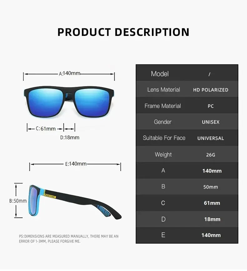 Classic Square Vintage Sport Polarized Sunglasses For Men & Women
 UV400 Eyewear