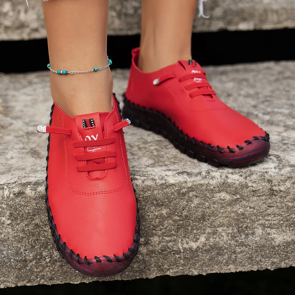 Women Vulcanized Shoes 
Pu Leather Casual Shoes, Soft & Comfortable