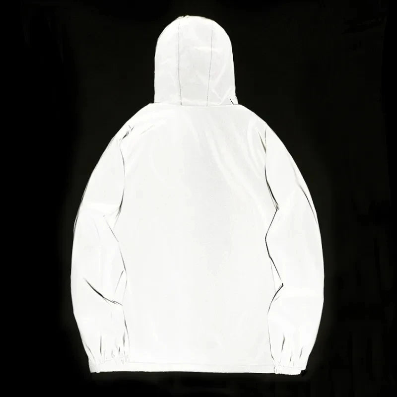 Leopard zebra reflective Hooded Windbreaker Jacket