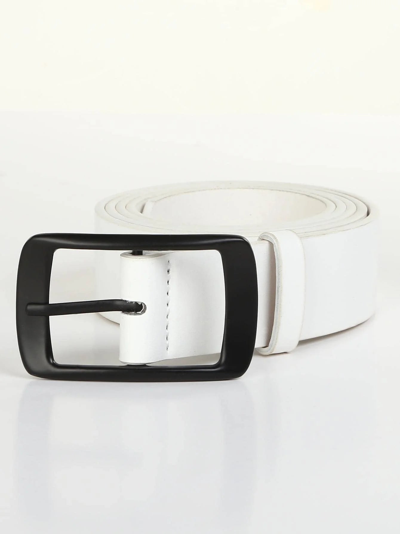 Classic Pu Leather Belt with Prong Buckle Dress Belt for Men