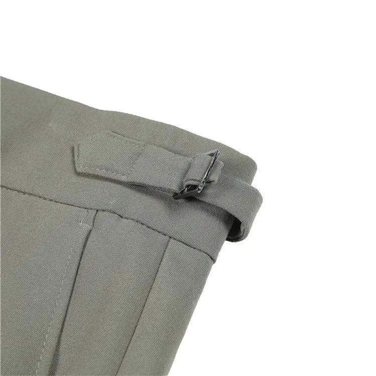 Men Dress Suit Pants, Striped Plaid British Style, High Waist Casual Belt Design 
Slim Trousers, Formal, Office, Social, Wedding, Party