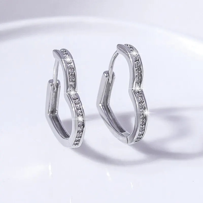 Small Heart Hoop Earrings
Luxury Micro Paved CZ Crystal Earrings