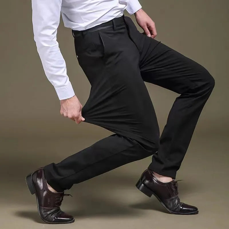 Men Spring & Autumn Fashion Business Casual Long Pants 
Elastic Straight Formal Trousers