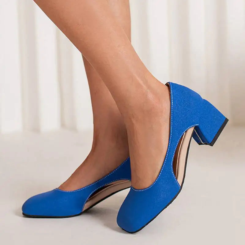 Pumps Square Toe Block Heel 5.5cm 
Slip On Solid Concise Female Shoes