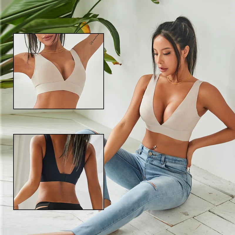 Deep V Sexy Push Up Bra, Seamless, Bralette, Backless 
Brassieres Padded Tank Tops