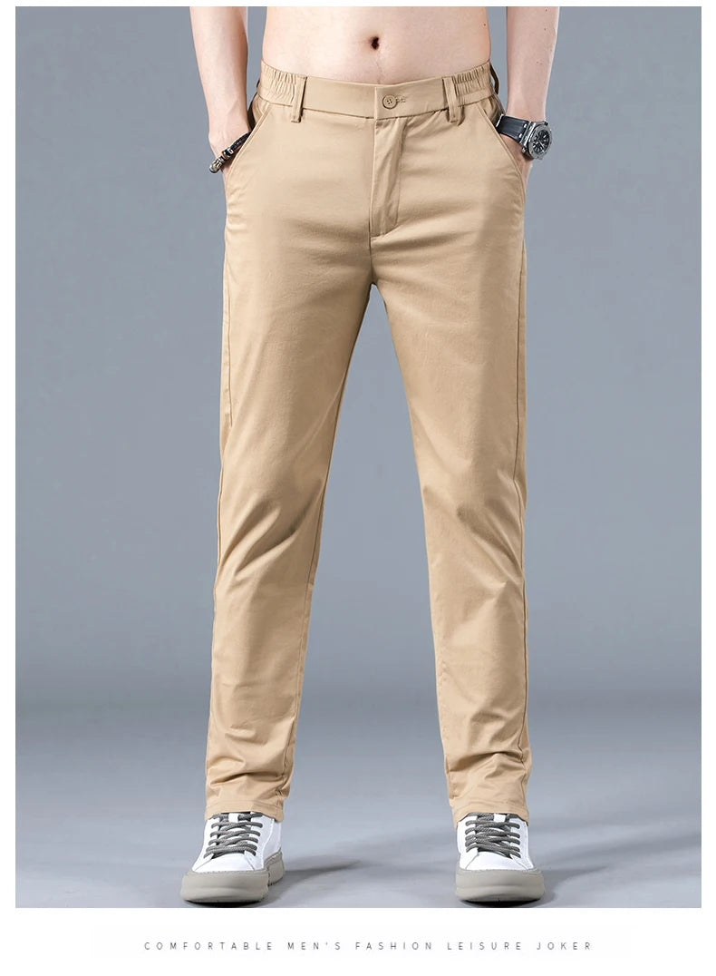 Men Thin Cotton Straight Casual Pants