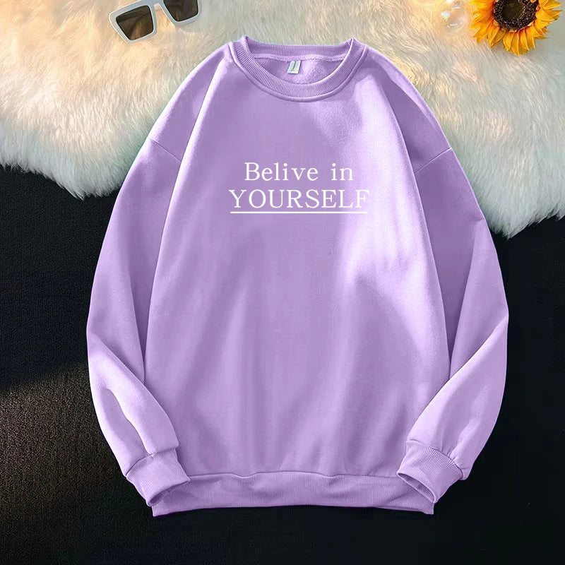 Plus Size Letter Printed Hoodies for Women 
Autumn & Winter Oversized Casual Long Sleeve O-neck Sweatshirt Top