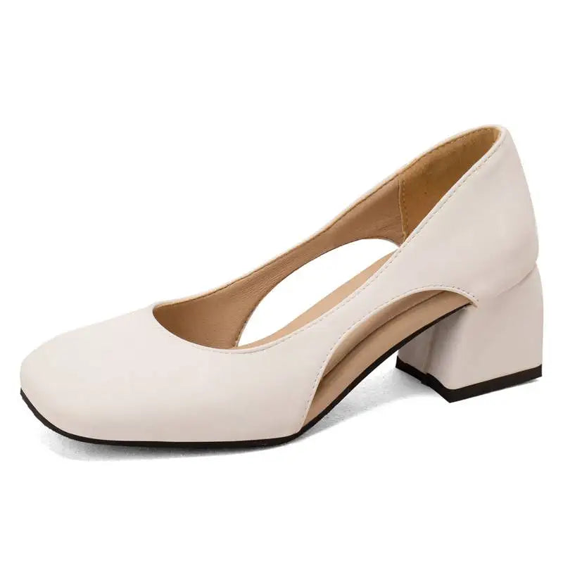 Pumps Square Toe Block Heel 5.5cm 
Slip On Solid Concise Female Shoes