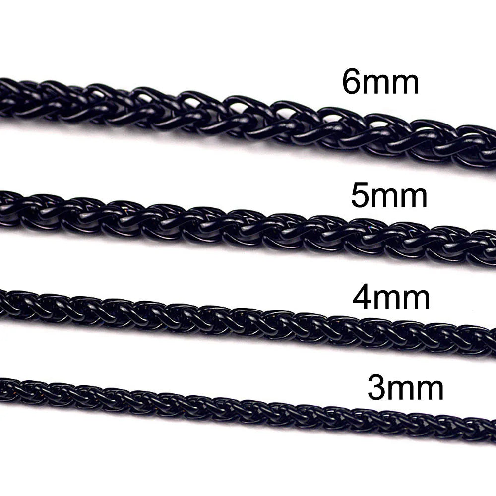 3MM-8MM STAINLESS STEEL TWIST CHAIN NECKLACE FOR MEN  
Neck Jewelry male Accessories, Thick LONG CHAINS