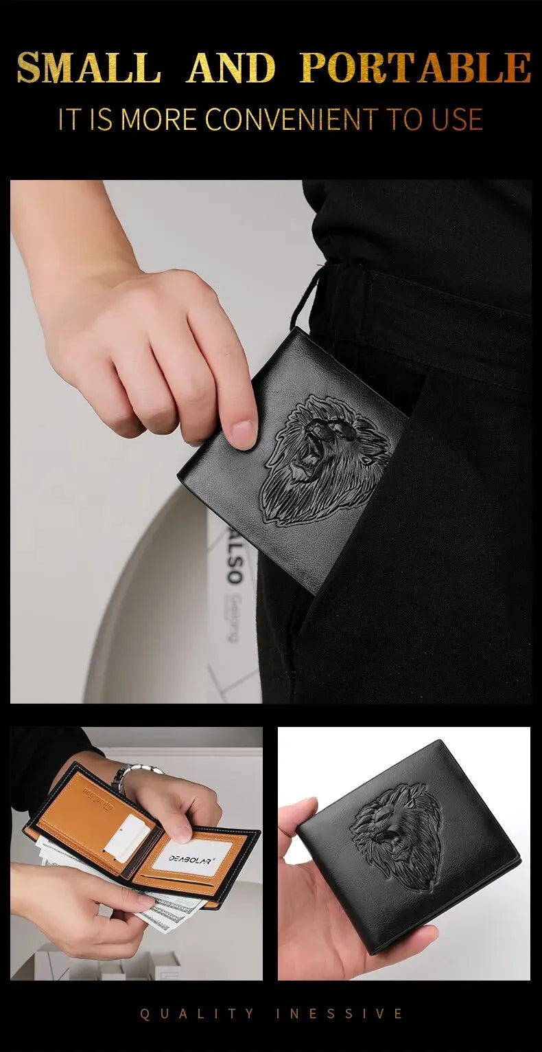 Wallet for Men's Personalized Three-Fold 3D Embossed
Multi-Card Credit Holder Zipper Coin Short Wallet for Men