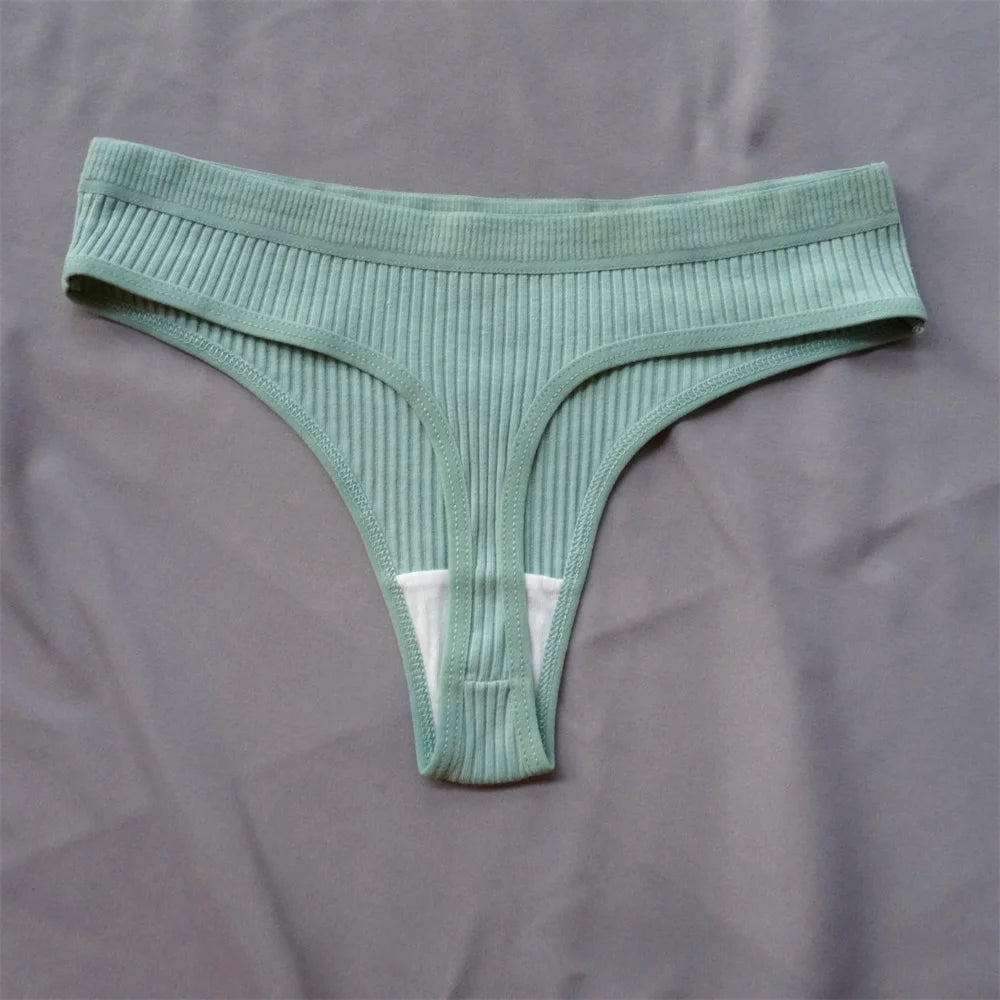 3 Pcs Seamless, Ribbed Cotton Underwear