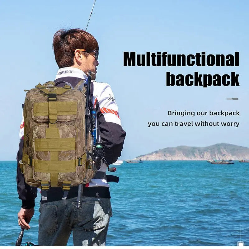 Military Tactical Backpack suits for Travel, Sports 
Camouflage Outdoor bag for Climbing, Hunting, Fishing, Hiking, Army