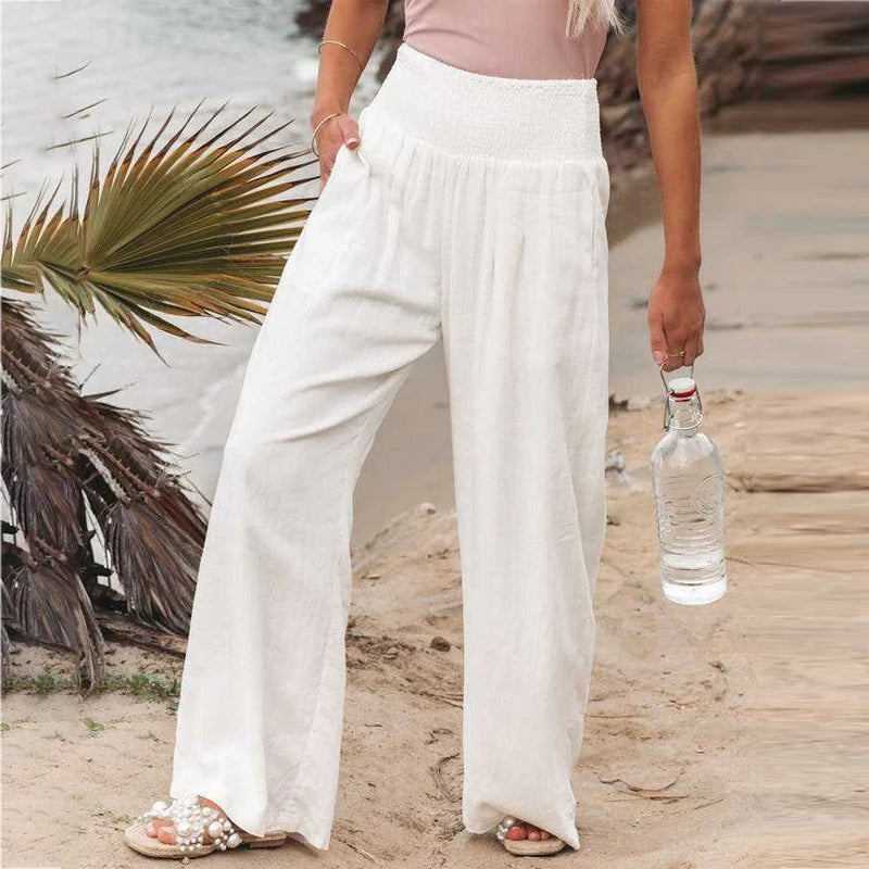 Women Cotton Linen Wide Leg Pants