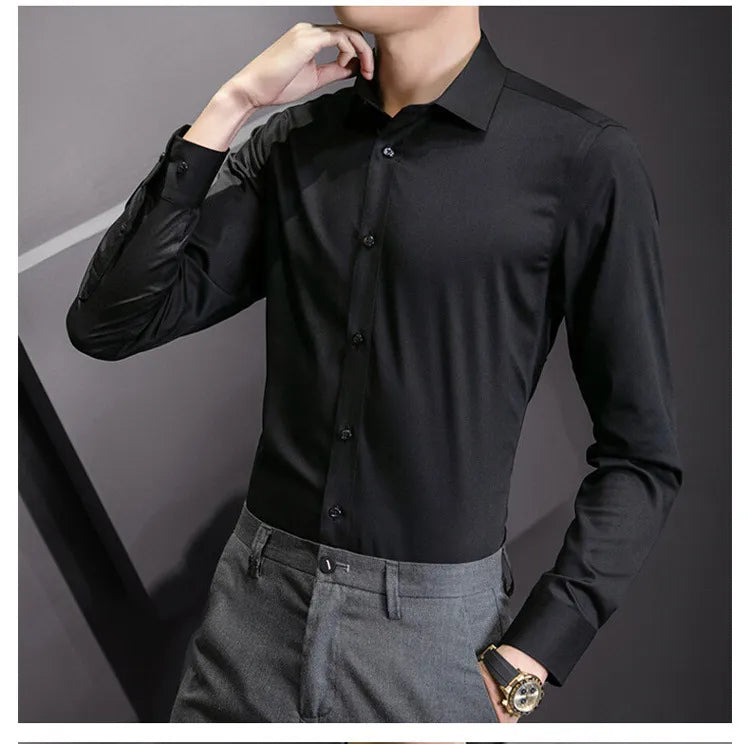 Men Solid Color Classic Business Shirt