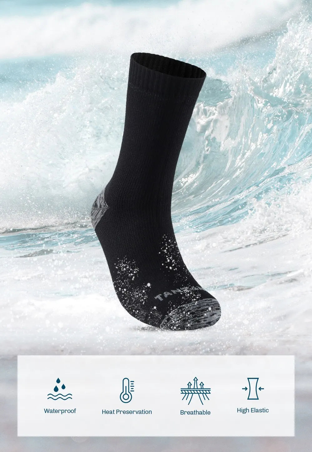 Waterproof Socks for Men, Warm Snow Thermal Sports Sock