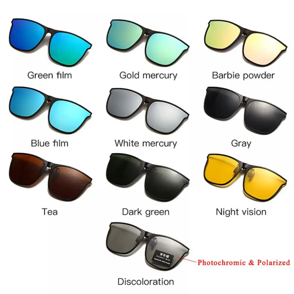 Polarized Clip On Sunglasses for Men Photochromic 
Car Driver Glasses with Night Vision
 Anti Glare Vintage Square Glasses