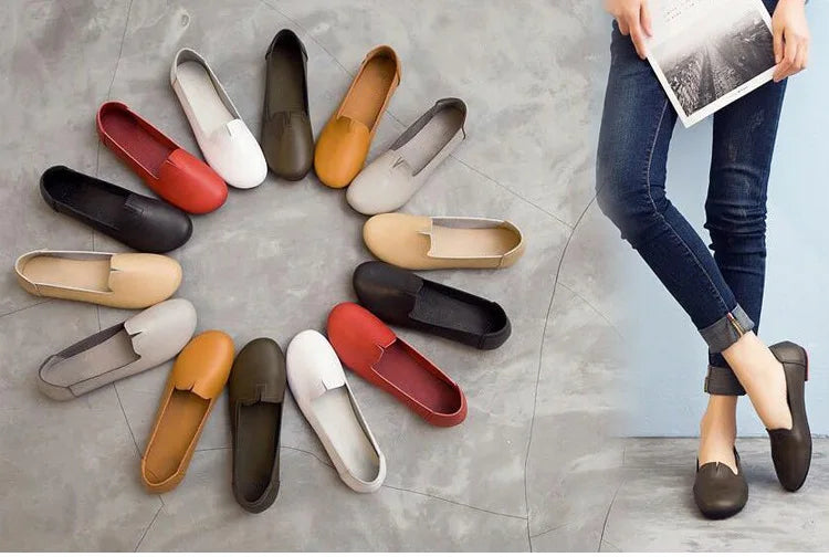 Women shoes for spring withs genuine leather 
casual sweet women flat shoes