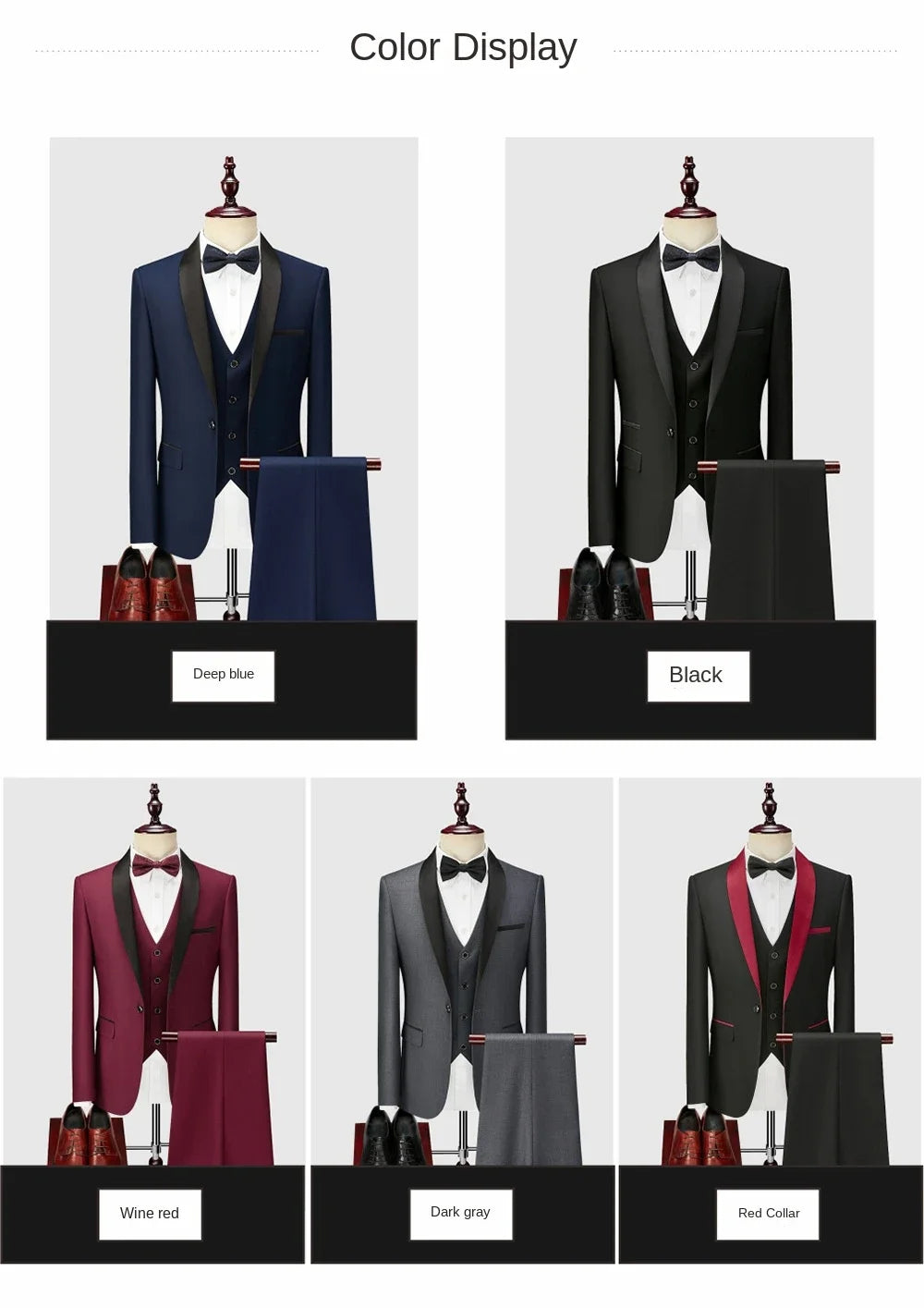 High Quality Men Suit, 3 Pieces Set  
Elegant Blazers Shawl Collar