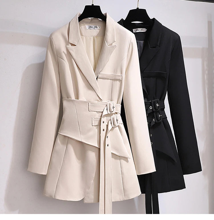 Autumn Women Belt Coats