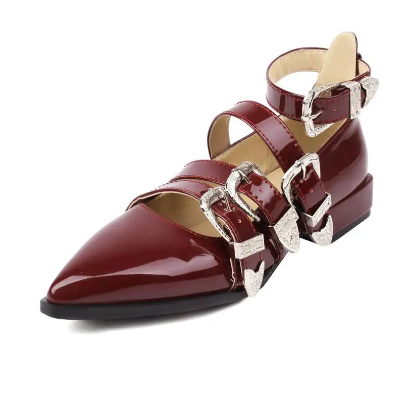 Women Shoes with Pointed Toe & Buckle Straps