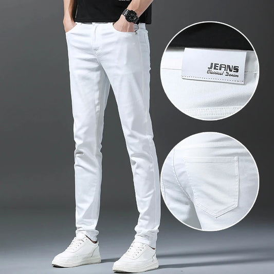 Autumn New White Men's Jeans