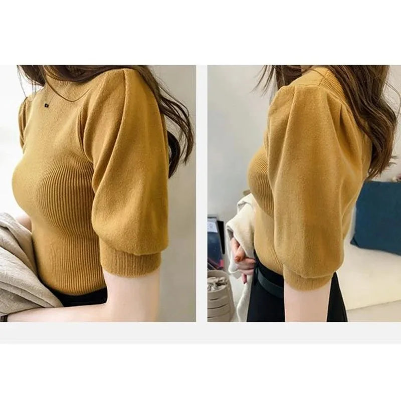 Women's Half Turtleneck Knitted Blouse