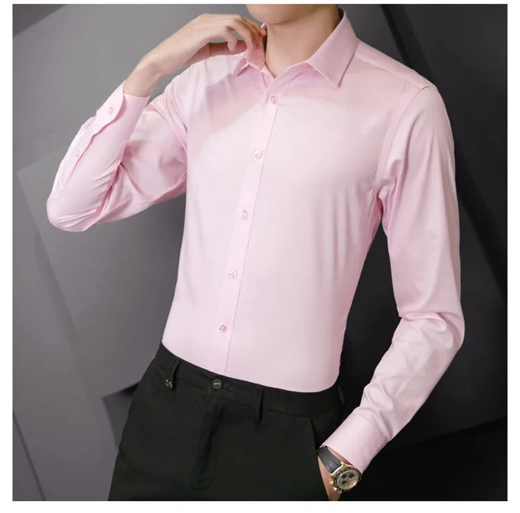 Men Solid Color Classic Business Shirt