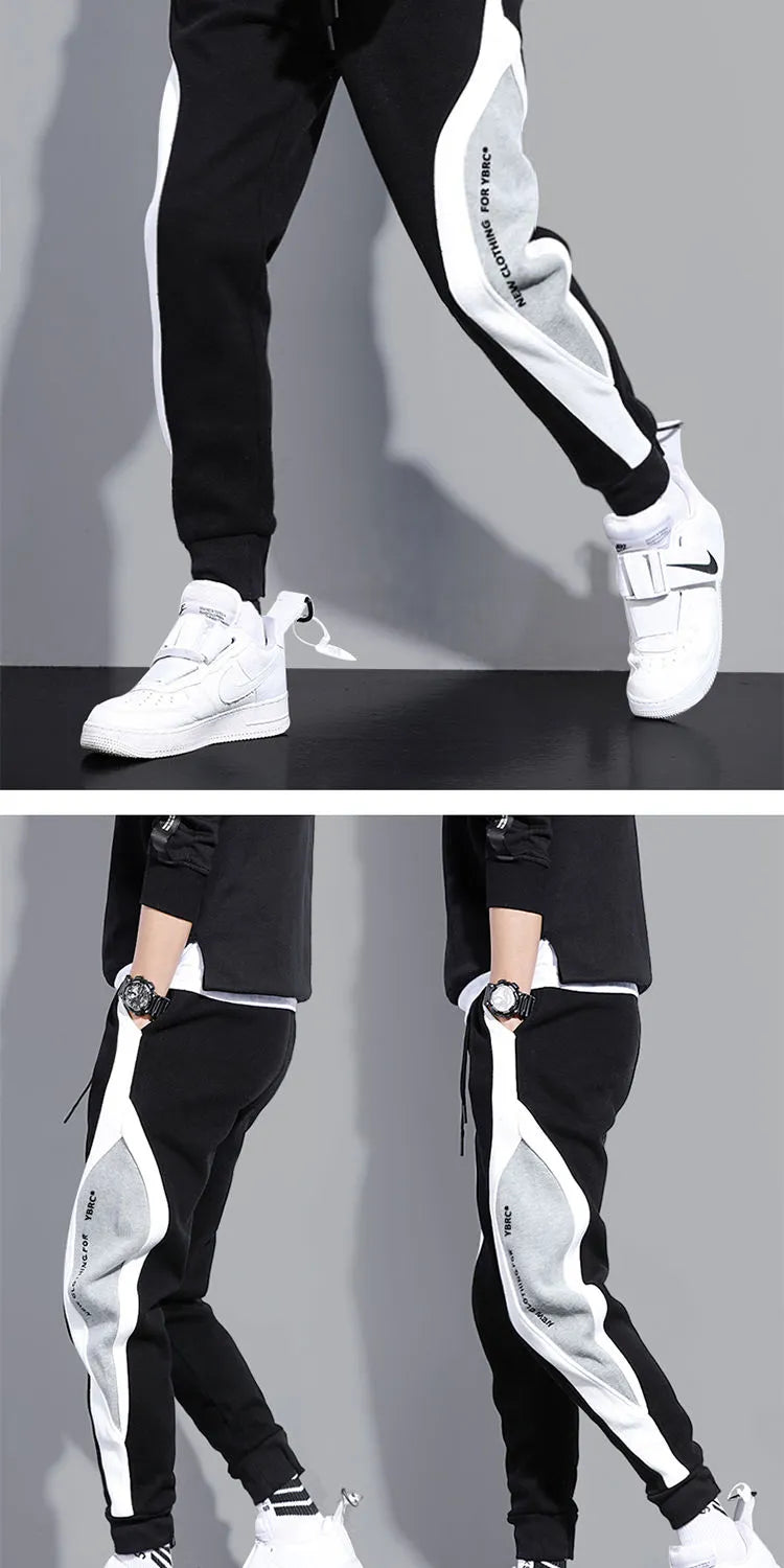 Autumn Men Wide Loose Casual Pants 
Male Elastic Rope Breathable Tie-foot Trousers