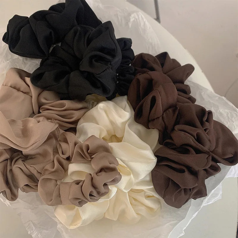 Women Solid Color Oversized Satin Scrunchies
Elastic Hair Ties Ponytail Holder