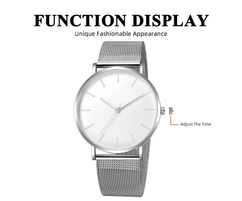 Luxury Minimalist Ultra Thin Watches 
Simple Men Business Stainless Steel, Mesh Belt 
Quartz Casual Watch