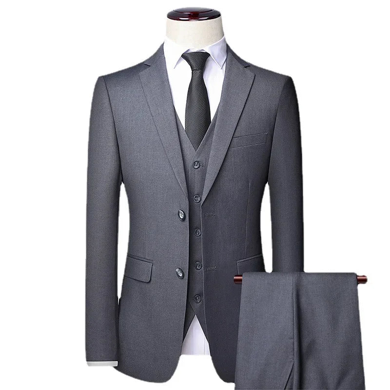 High Quality Men (Blazer+ Waistcoat + Trousers) 
Simple Business Elegant Fashion Gentleman Suit, Slim fit