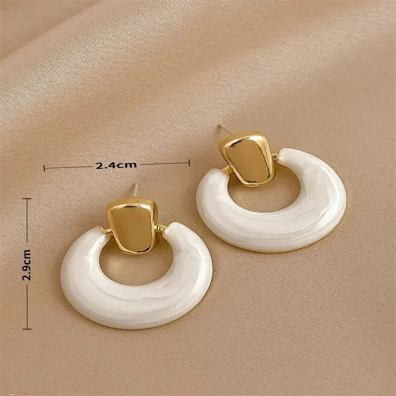 Epoxy Geometric Earring 
Stud Gold Plating Bright Color Spray Earrings