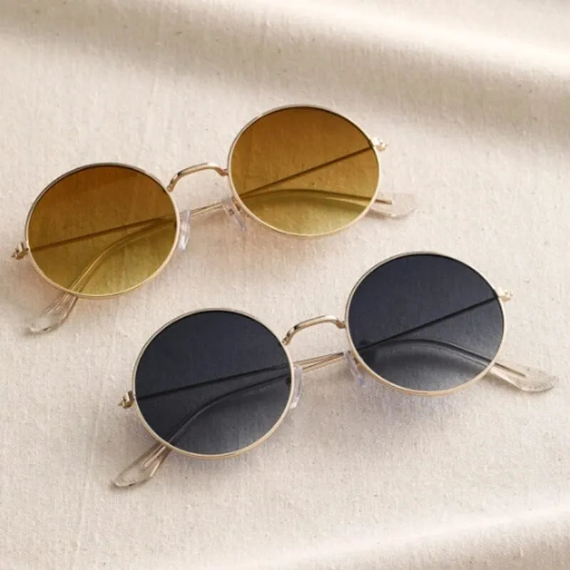 2 Pairs Per Set Small Round Sunglasses for woman's
Cute Skinny Metal Eyewear, Retro, Vintage