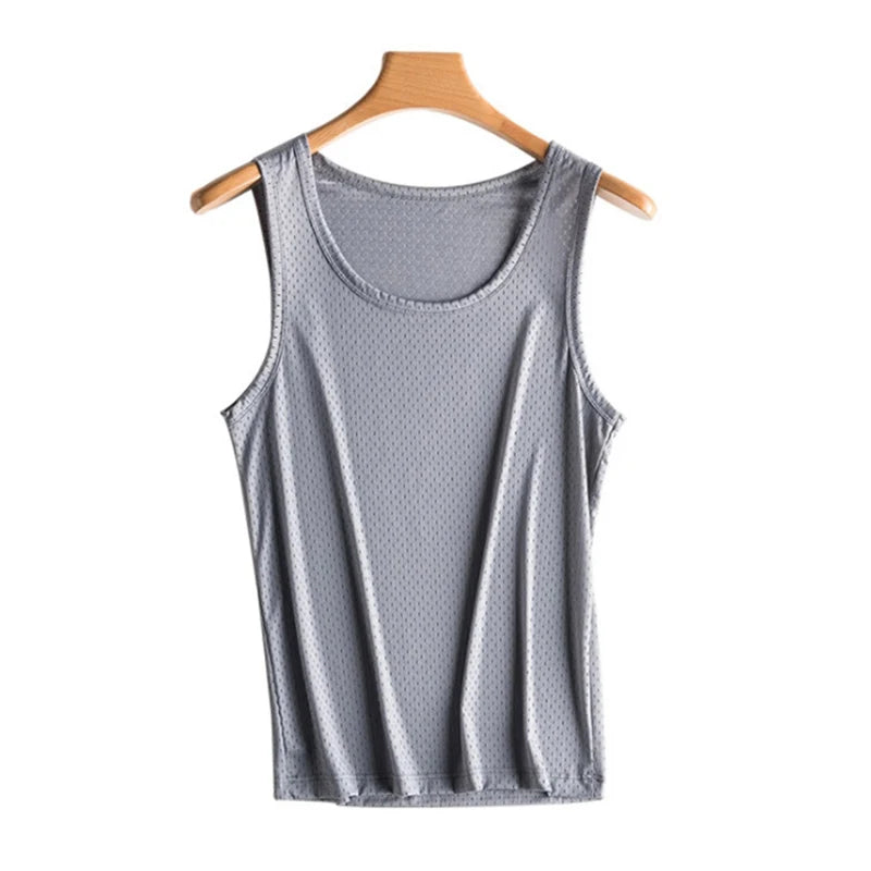 New Men Mesh Vest Ice Silk, Quick-drying Bodybuilding Tank tops 
Fitness Muscle Sleeveless 
Narrow Vest Fitness Casual Sport Tops