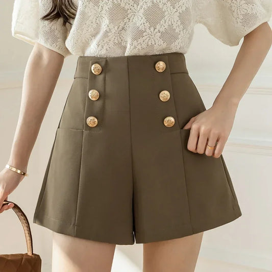 Summer Stretch Button Up Wide Shorts