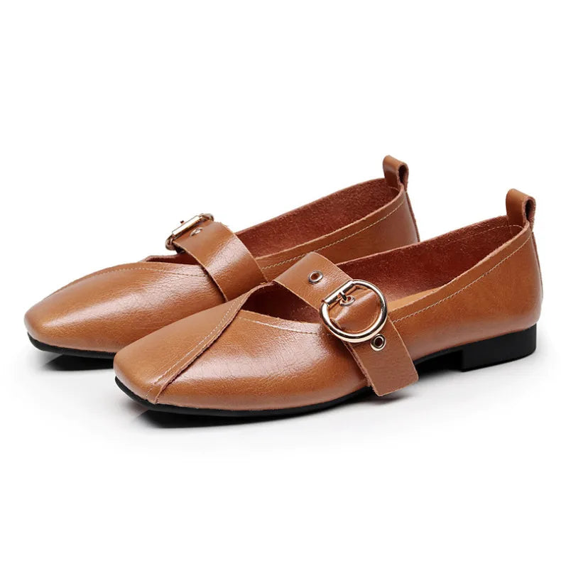 Ladies Spring Shoes, Genuine Leather 
Mother Flat Shoes, Casual & Comfortable Women Shoes