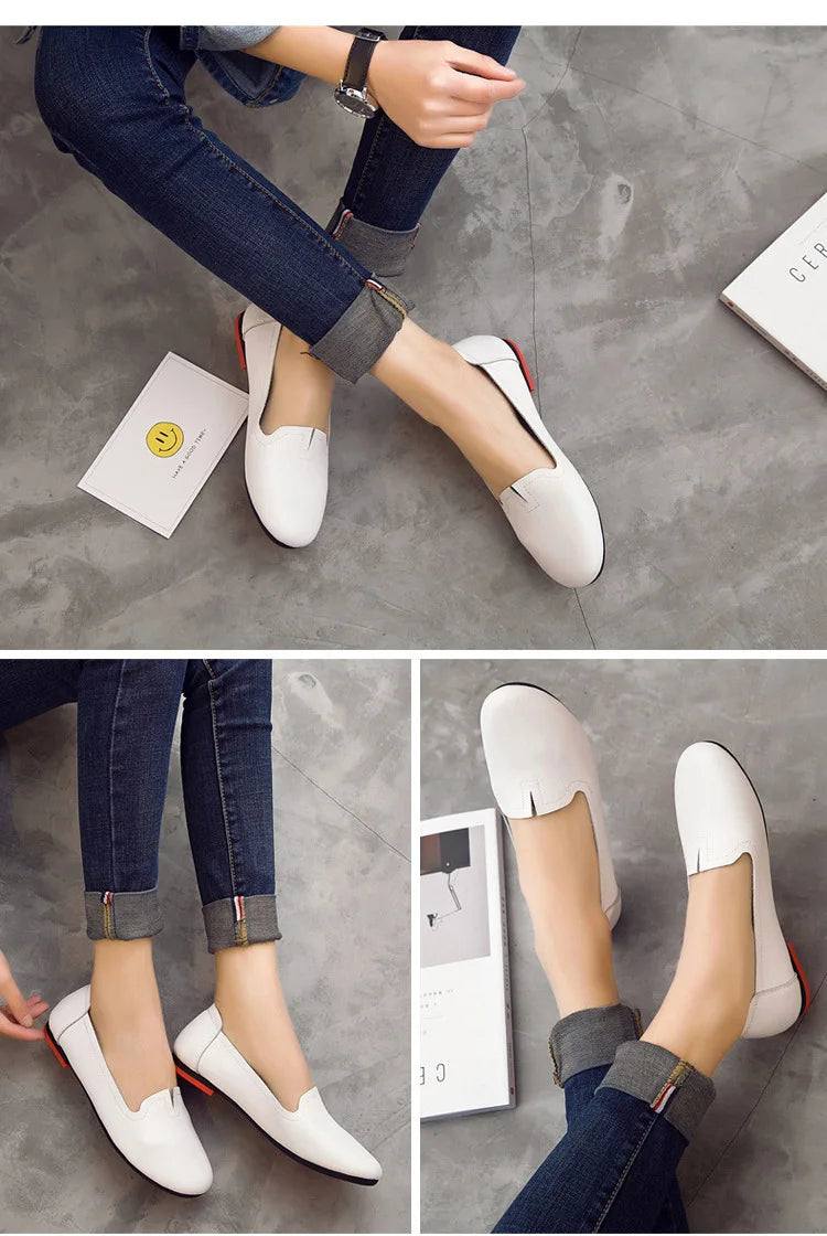 Women shoes for spring withs genuine leather 
casual sweet women flat shoes