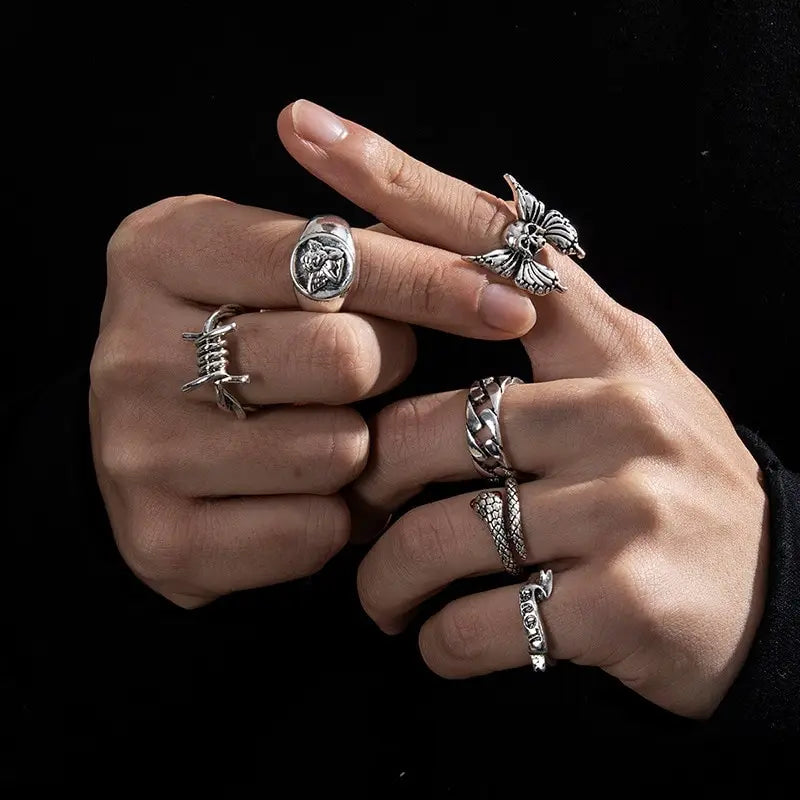 Gothic Skeleton Unisex Ring Set 
Punk, Grunge, Butterfly, Frog, Woman & Man